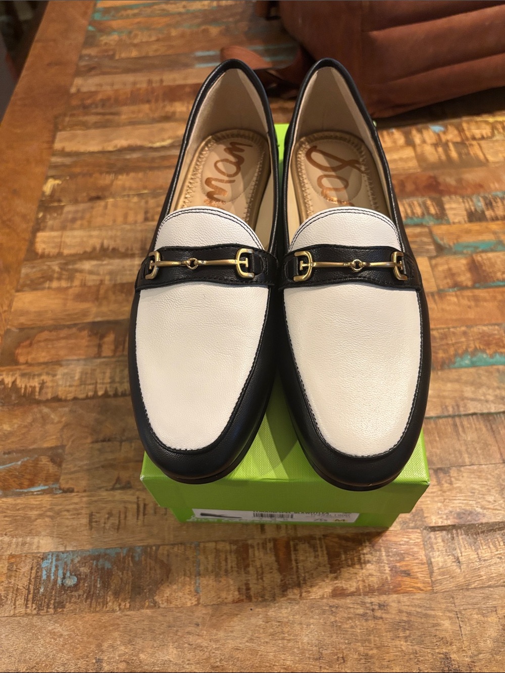 Women’s Sam Edelman Loraine Spectator Loafers Black/White Sz 7.5 MSRP $150